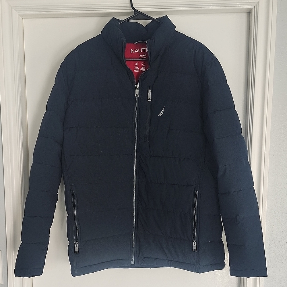 Nautica Dark Blue Quilted Puffer Jacket with Sail Logo XL Mens